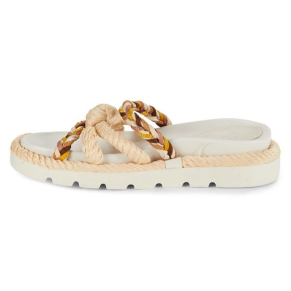 SCHUTZ Mel Braided Strappy Slides Multi Neutral Women's Size 7.5 Slip On Leather - Picture 1 of 11